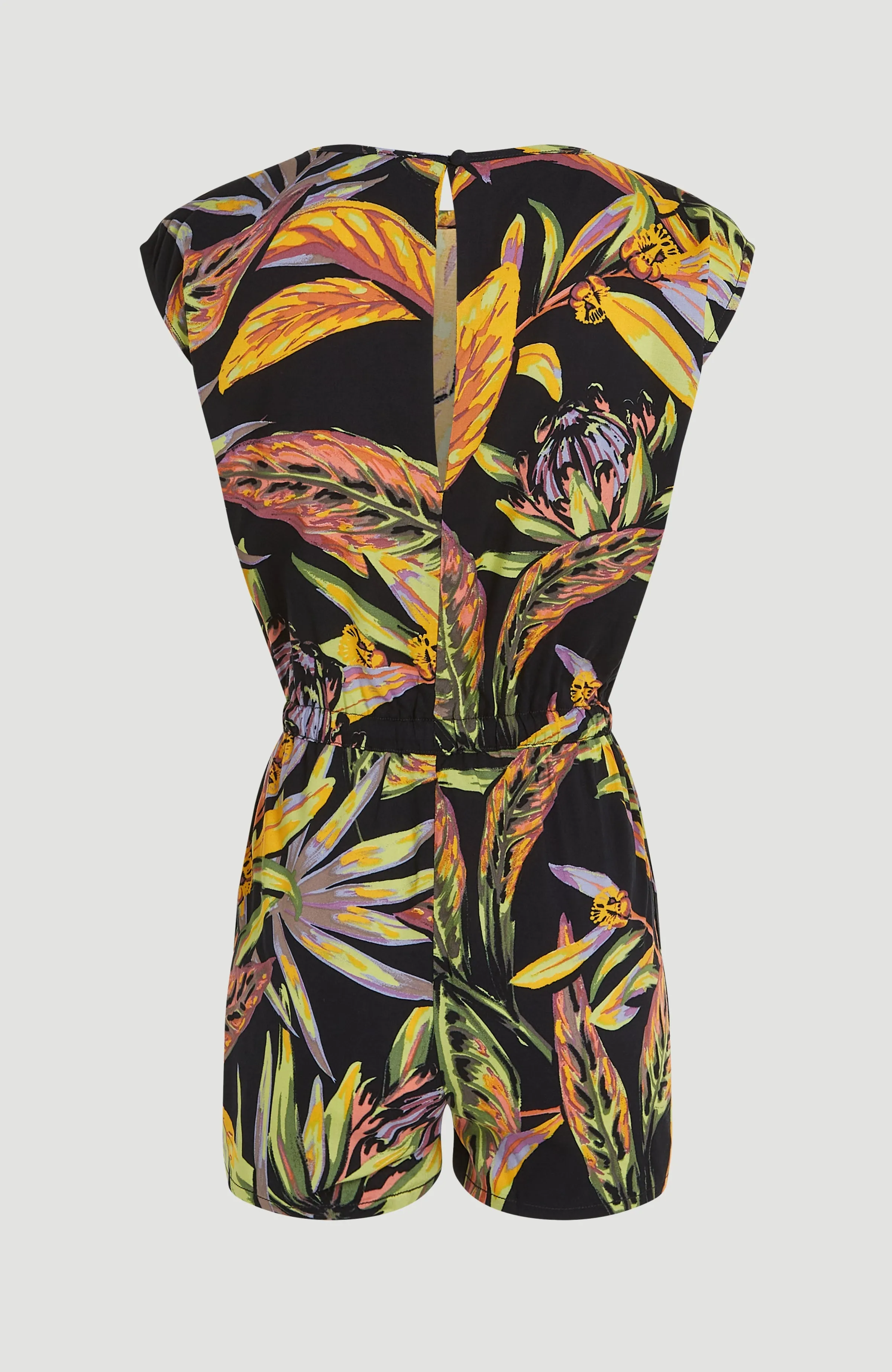 Talia Playsuit | Black Tropical Flower