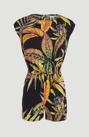 Talia Playsuit | Black Tropical Flower