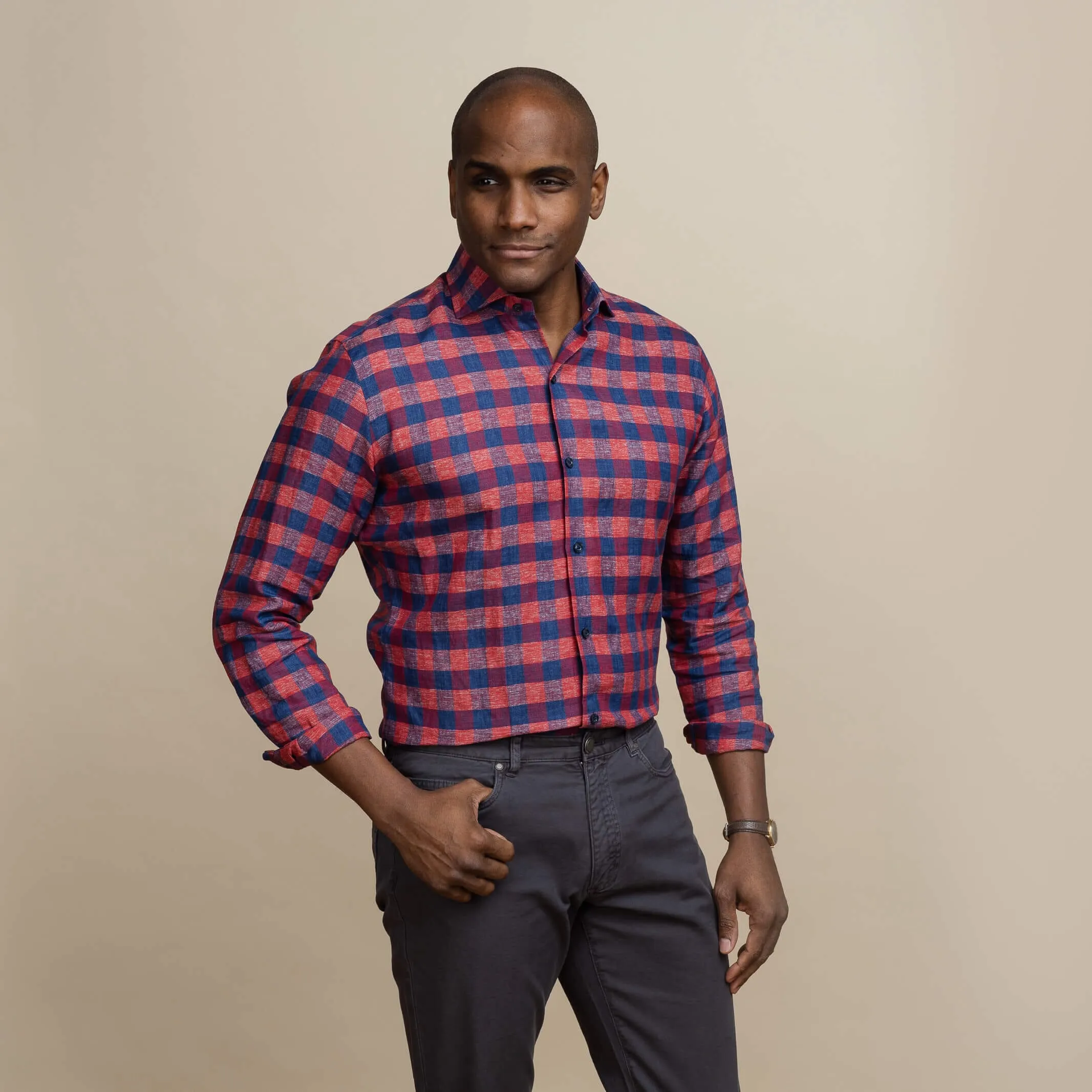 The Albini Frazier Linen Gingham Custom Shirt