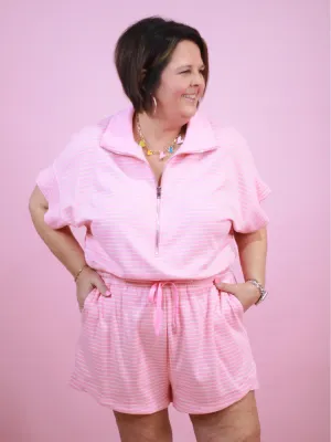 The Lottie Romper - Pink & Cream