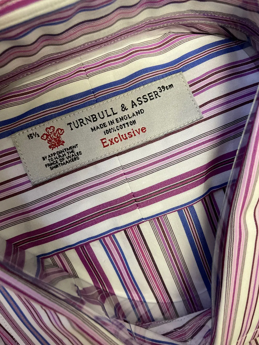 Turnbull & Asser Pink/Burgundy Poplin Stripe Classic Fit Button-up Shirt $375