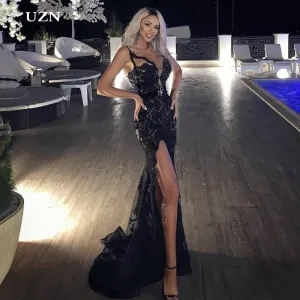 V Neck Side Split Longo Backless Robe De Soiree Dress