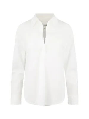 Vince Cotton Half-Placket Shirt in Optic White