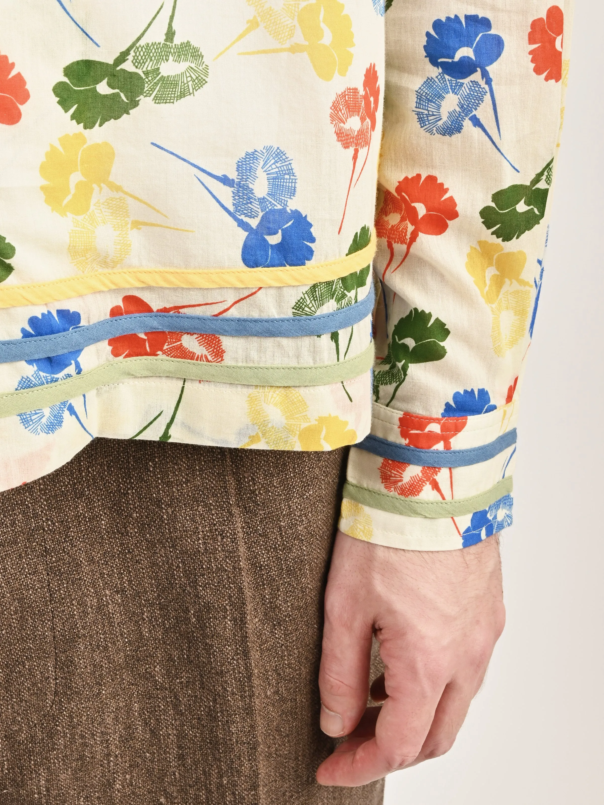 White/Multi Flower Stamp L/S Shirt