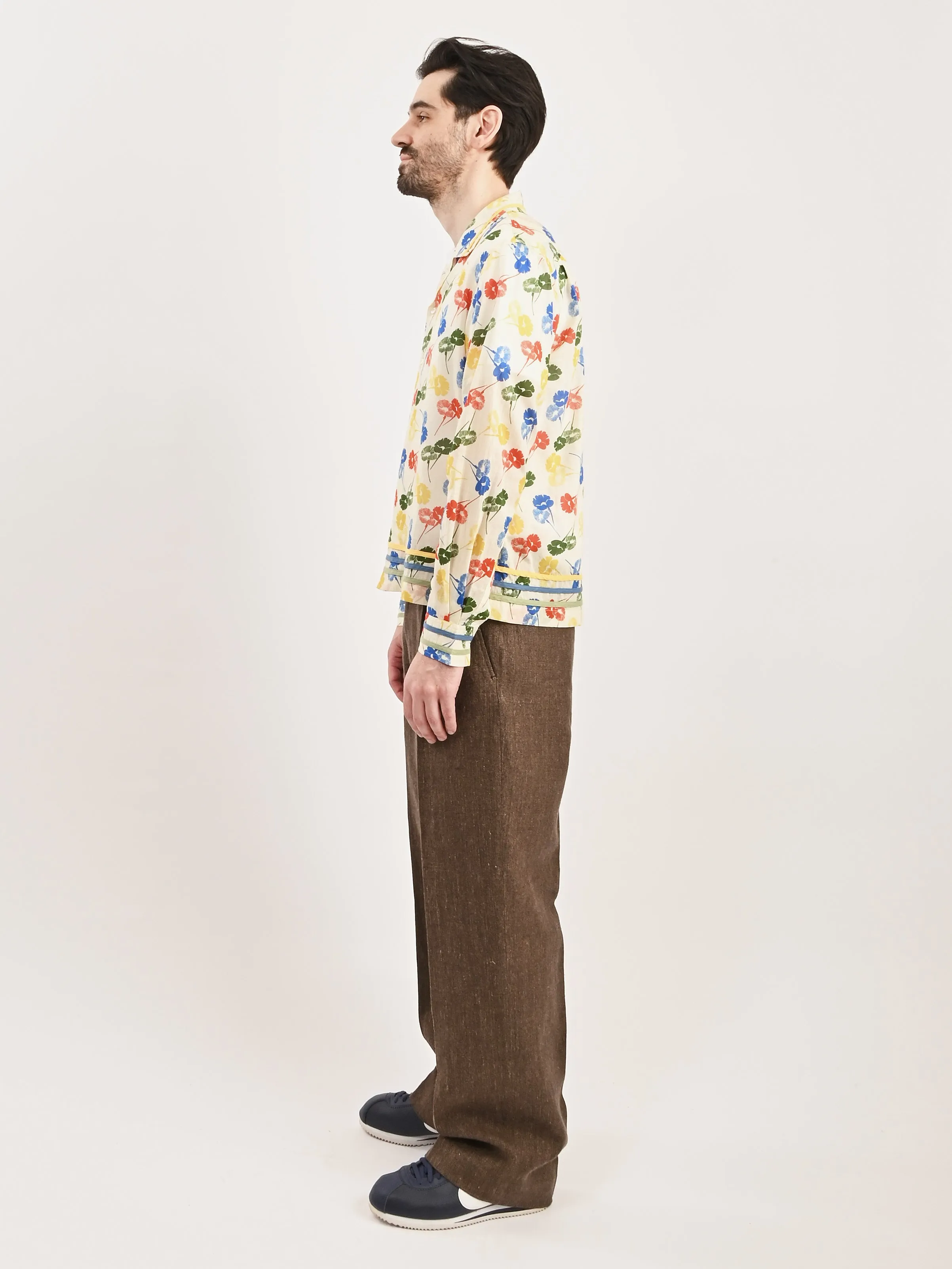 White/Multi Flower Stamp L/S Shirt