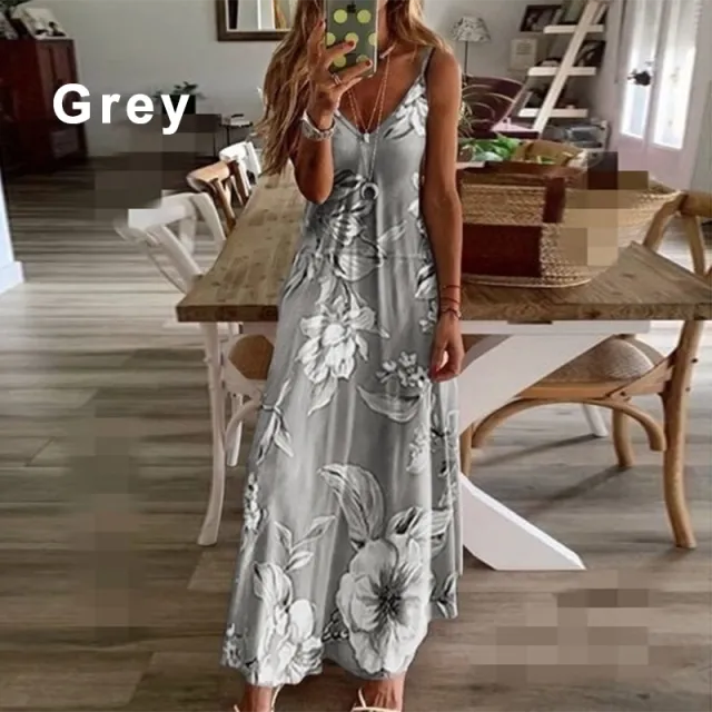 Women Spaghetti Strap Dress Summer Fashion Floral  Boho Womens Dresses
