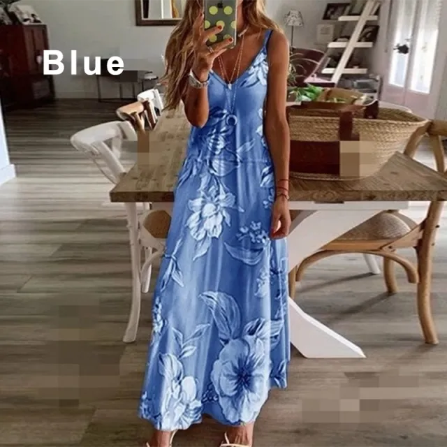 Women Spaghetti Strap Dress Summer Fashion Floral  Boho Womens Dresses
