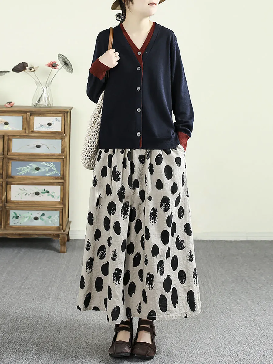 Women Spring Vintage Flower 100%Cotton Skirt