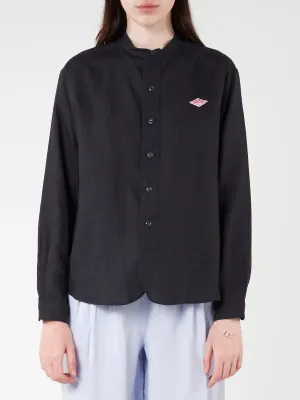 Women's Linen Band Collar Shirt