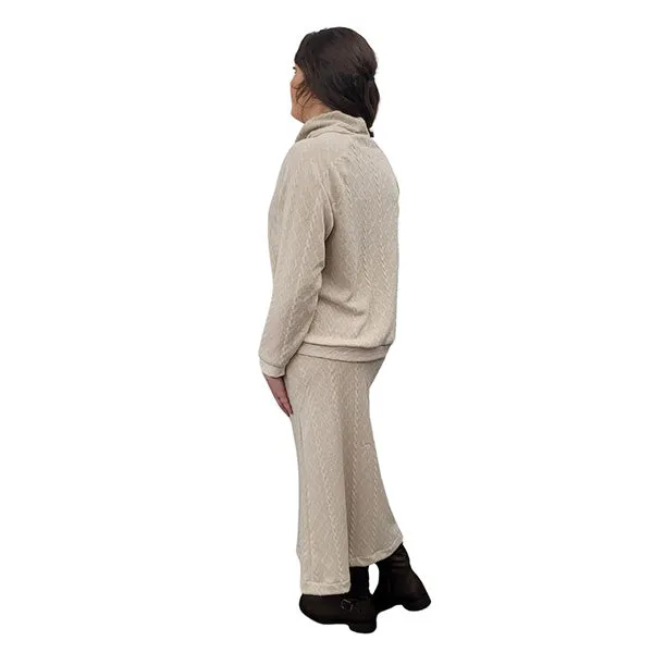 WOMEN'S PENCIL SKIRT LONG CABLE KNIT TAUPE