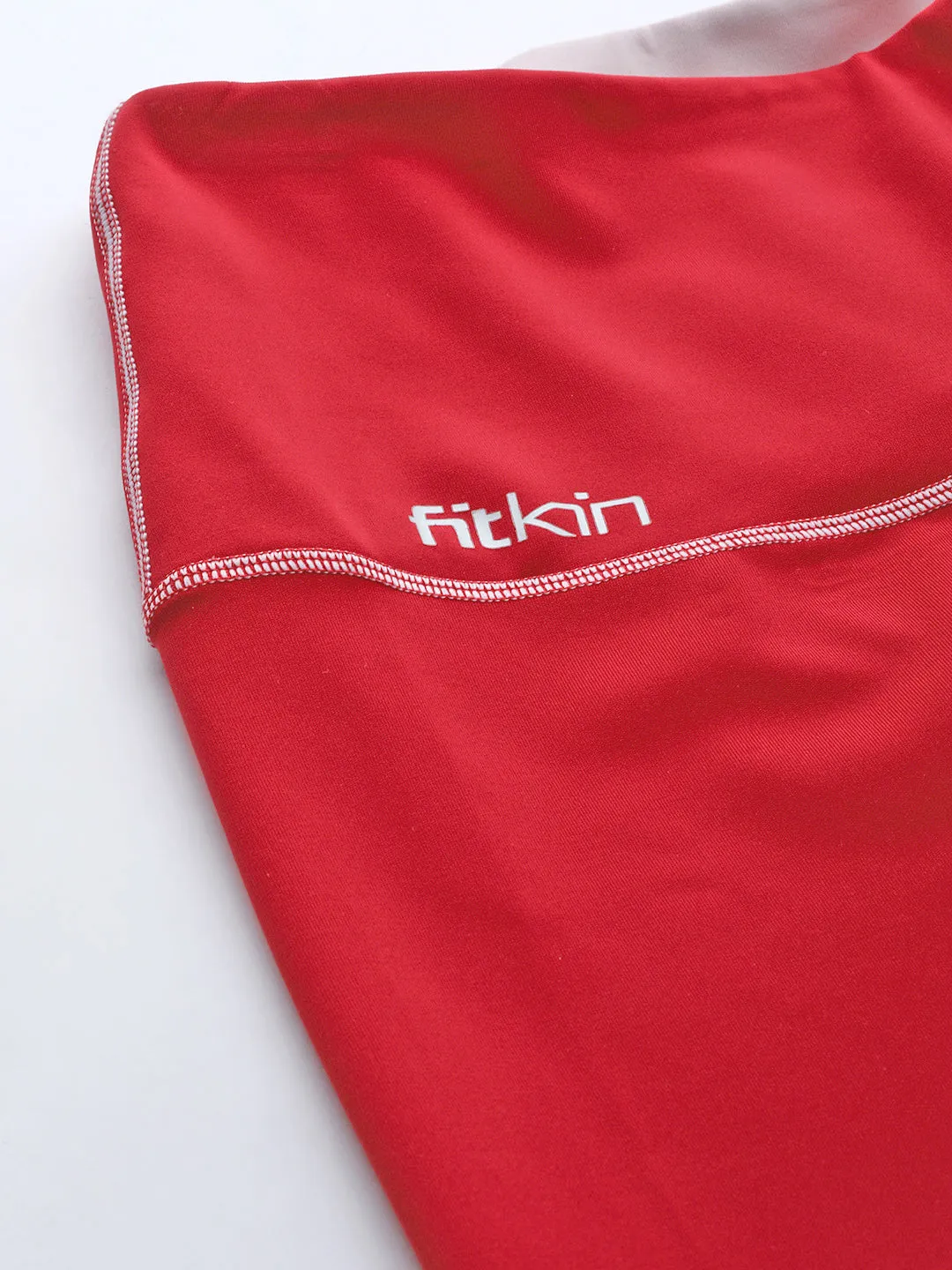 Women's Red & Off-White Solid Reversible Rapid-Dry Training Tights