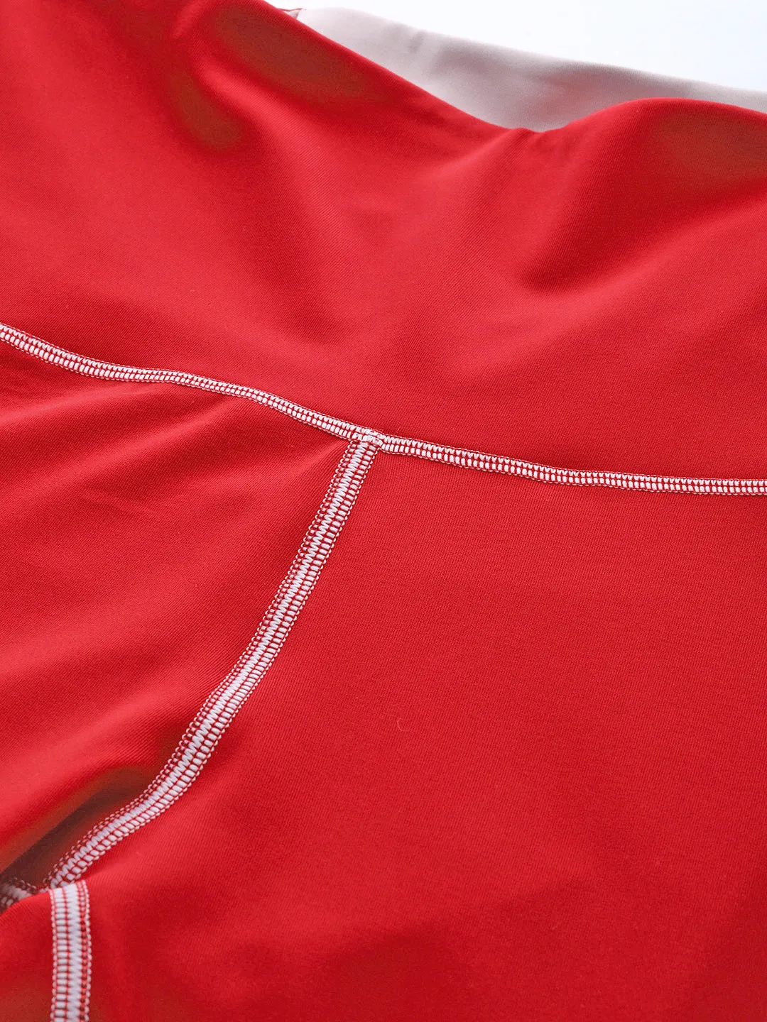 Women's Red & Off-White Solid Reversible Rapid-Dry Training Tights