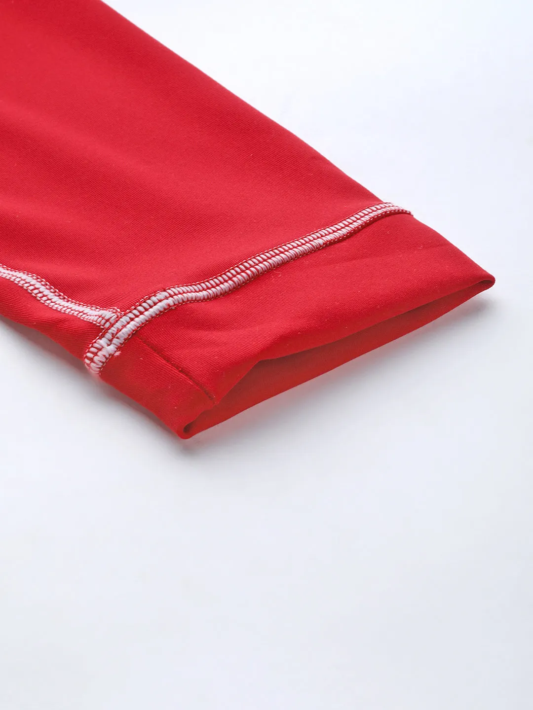 Women's Red & Off-White Solid Reversible Rapid-Dry Training Tights