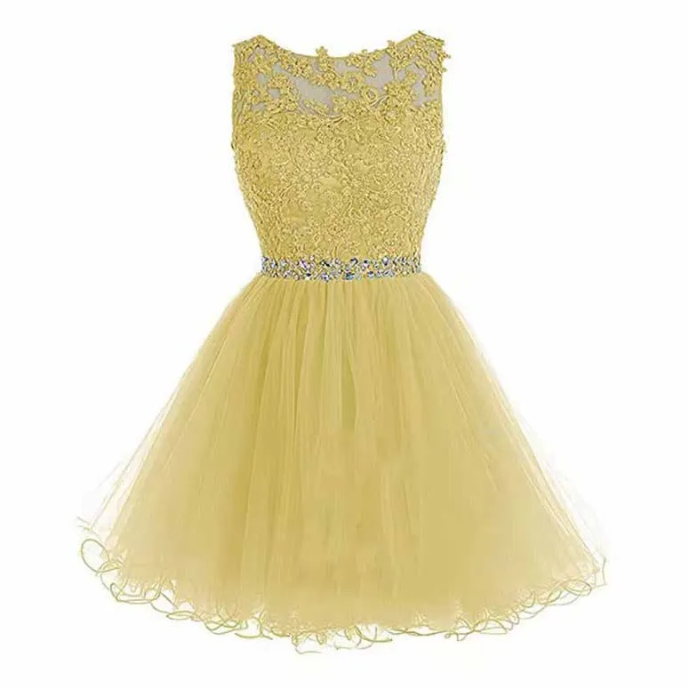 Women's Tulle Short Applique Beading Formal Homecoming Cocktail Party Dress